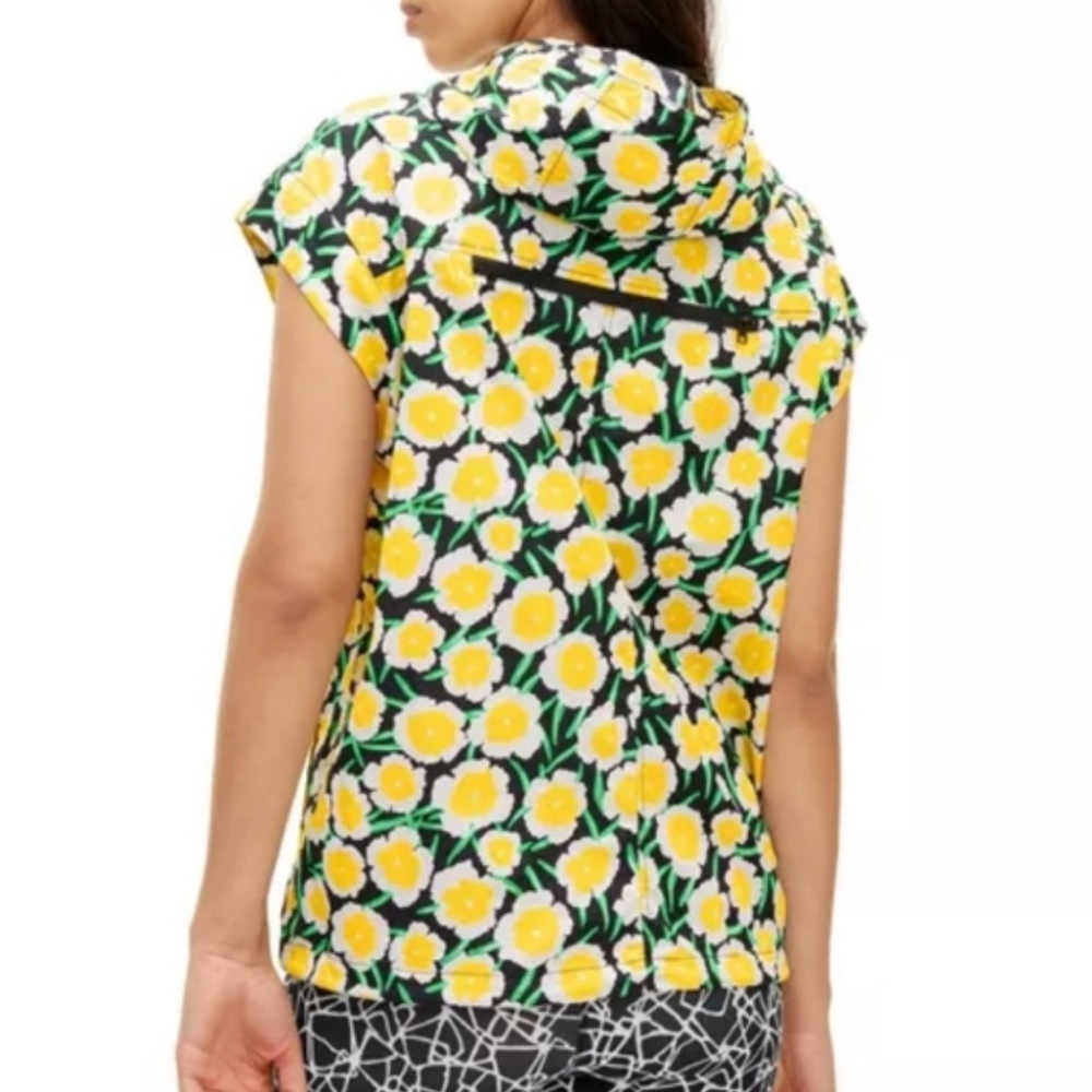 New without tags, Diane Von Furstenberg Target Packable Yellow Poppy Hooded Vest - Picture 2 of 9